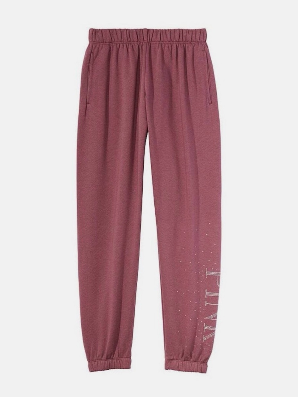 Victoria's Secret Pink Fleece Classis Rhinestone Sweatpants Color Rose Shine